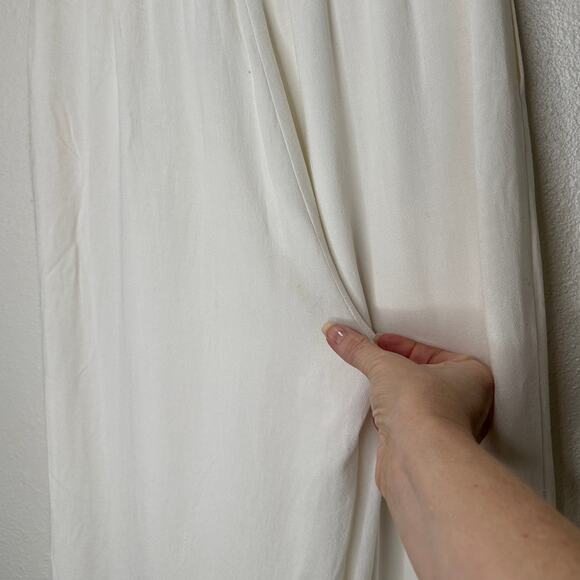 Acoa Off White Elastic Waist Pocketed Lined Flowy Pant XS - Picture 9 of 16